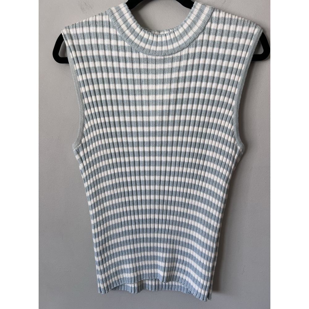 St. John Sport Rib Knit Stretch Mock Neck Tank Top Shell Size L  NWT